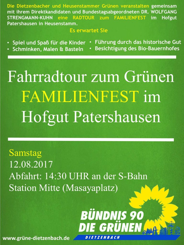 Fahrrad Sternfahrt zum Grünen Familienfest in Patershausen  am 12.08.2017