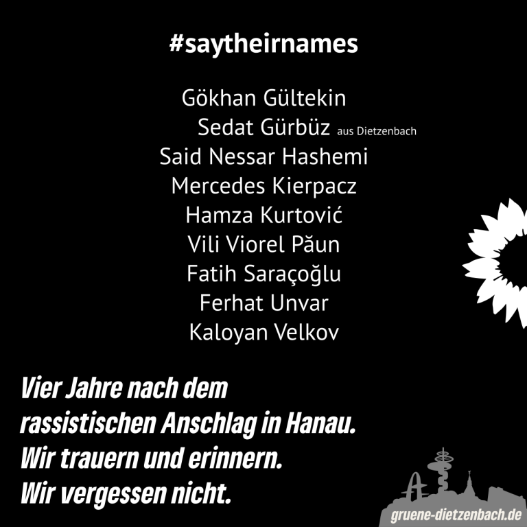 Wir gedenken der Opfer des rassistischen Attentats von Hanau
